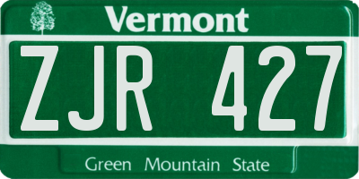 VT license plate ZJR427