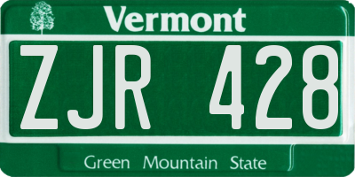 VT license plate ZJR428