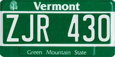 VT license plate ZJR430