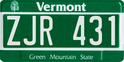 VT license plate ZJR431