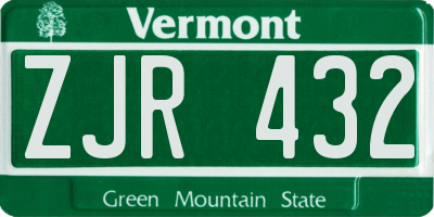 VT license plate ZJR432