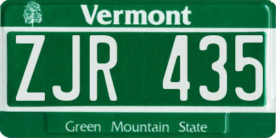 VT license plate ZJR435
