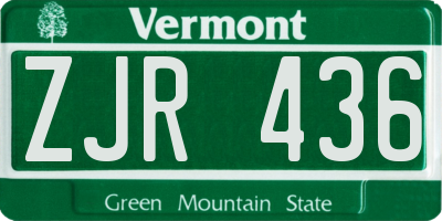 VT license plate ZJR436
