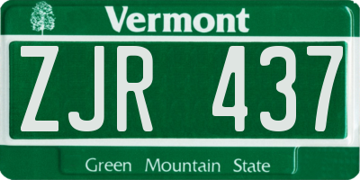 VT license plate ZJR437