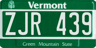 VT license plate ZJR439