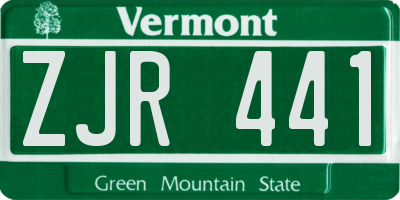 VT license plate ZJR441