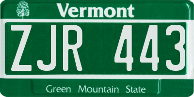 VT license plate ZJR443