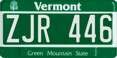 VT license plate ZJR446