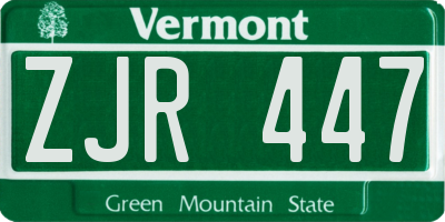 VT license plate ZJR447