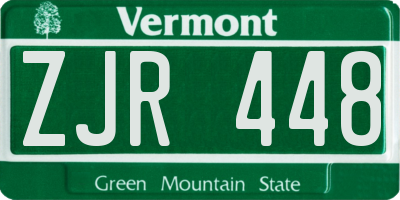 VT license plate ZJR448