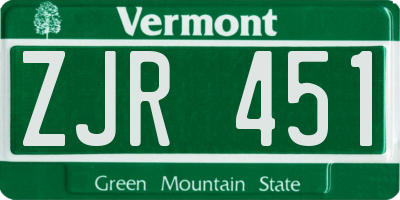 VT license plate ZJR451