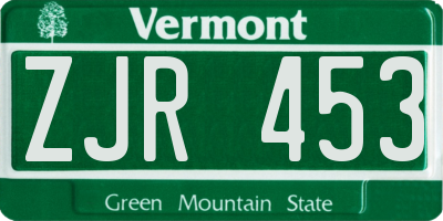 VT license plate ZJR453