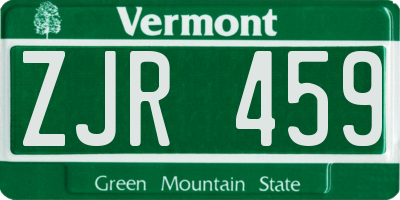 VT license plate ZJR459
