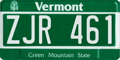 VT license plate ZJR461