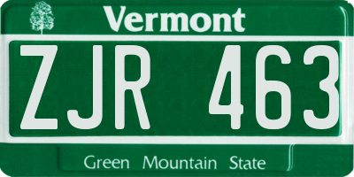 VT license plate ZJR463
