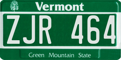 VT license plate ZJR464