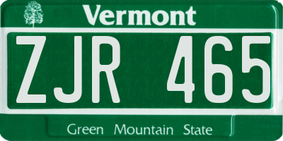 VT license plate ZJR465