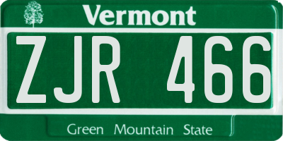 VT license plate ZJR466