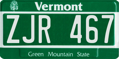 VT license plate ZJR467