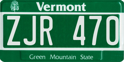 VT license plate ZJR470