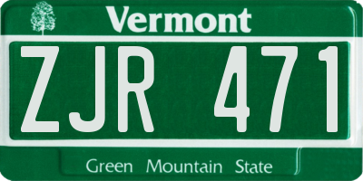 VT license plate ZJR471