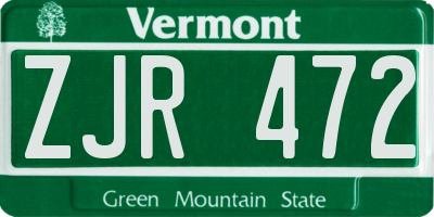 VT license plate ZJR472