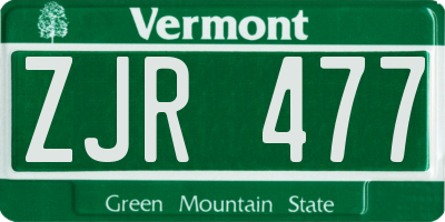 VT license plate ZJR477