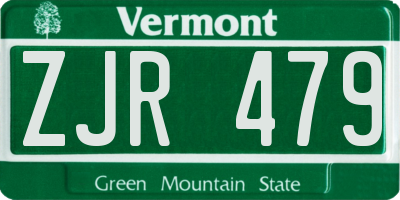 VT license plate ZJR479