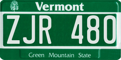 VT license plate ZJR480