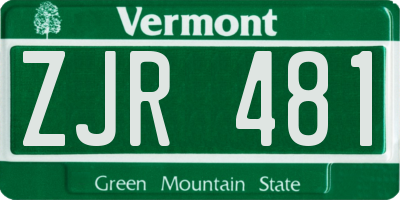 VT license plate ZJR481