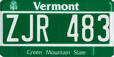 VT license plate ZJR483