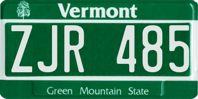 VT license plate ZJR485