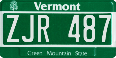VT license plate ZJR487