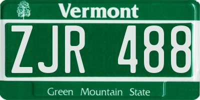 VT license plate ZJR488