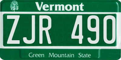 VT license plate ZJR490
