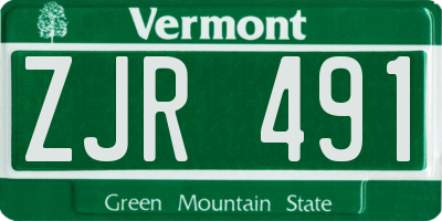 VT license plate ZJR491