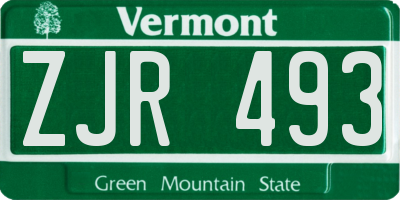 VT license plate ZJR493