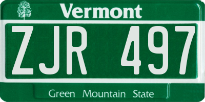 VT license plate ZJR497