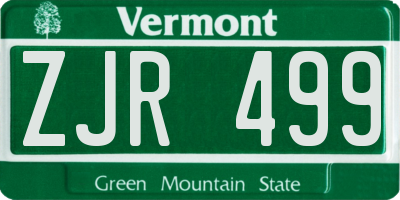 VT license plate ZJR499