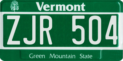 VT license plate ZJR504
