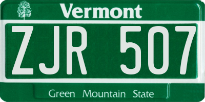 VT license plate ZJR507