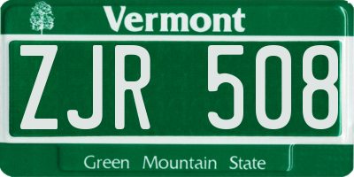 VT license plate ZJR508
