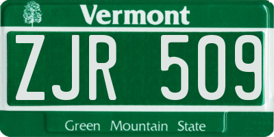 VT license plate ZJR509