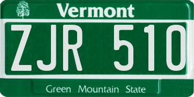 VT license plate ZJR510