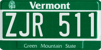 VT license plate ZJR511