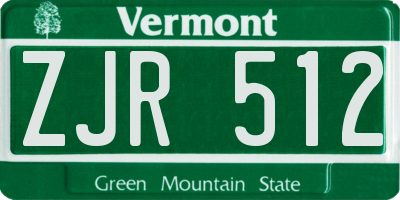 VT license plate ZJR512