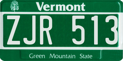 VT license plate ZJR513