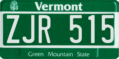 VT license plate ZJR515