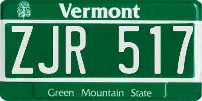 VT license plate ZJR517