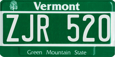 VT license plate ZJR520